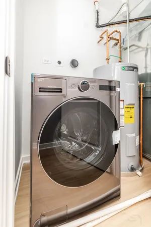 a utility room with a washer and dryer