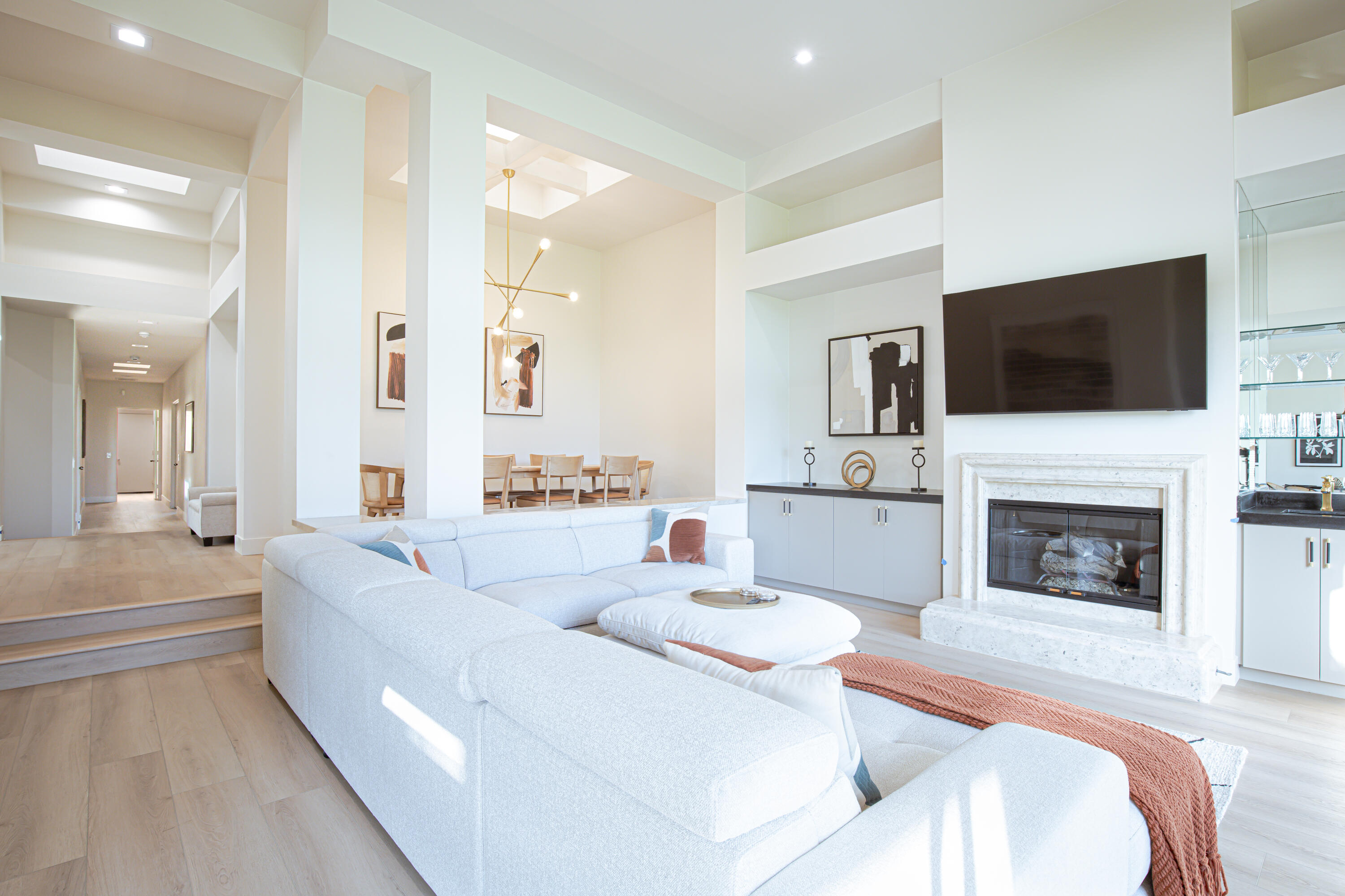 781 Box Canyon Trail Palm Desert, CA 92211 - Photo 4 of 31 a living room with fireplace furniture and a flat screen tv