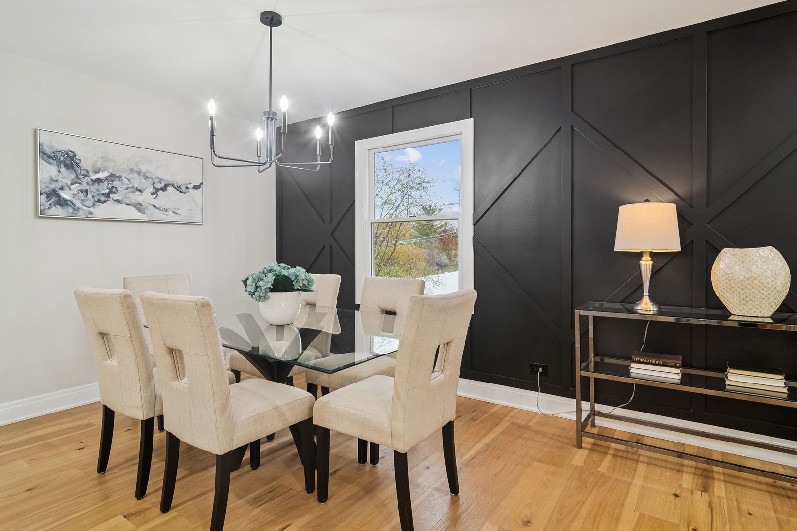 1420 Hassell Road Hoffman Estates, IL 60169 - Photo 9 of 26 a dining room with furniture and wooden floor
