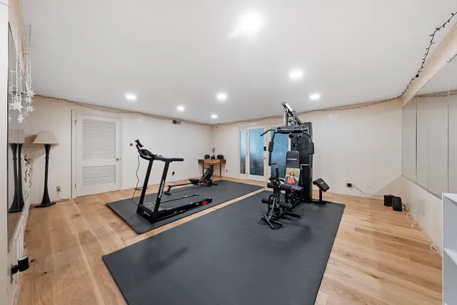 a view of a room with gym equipment