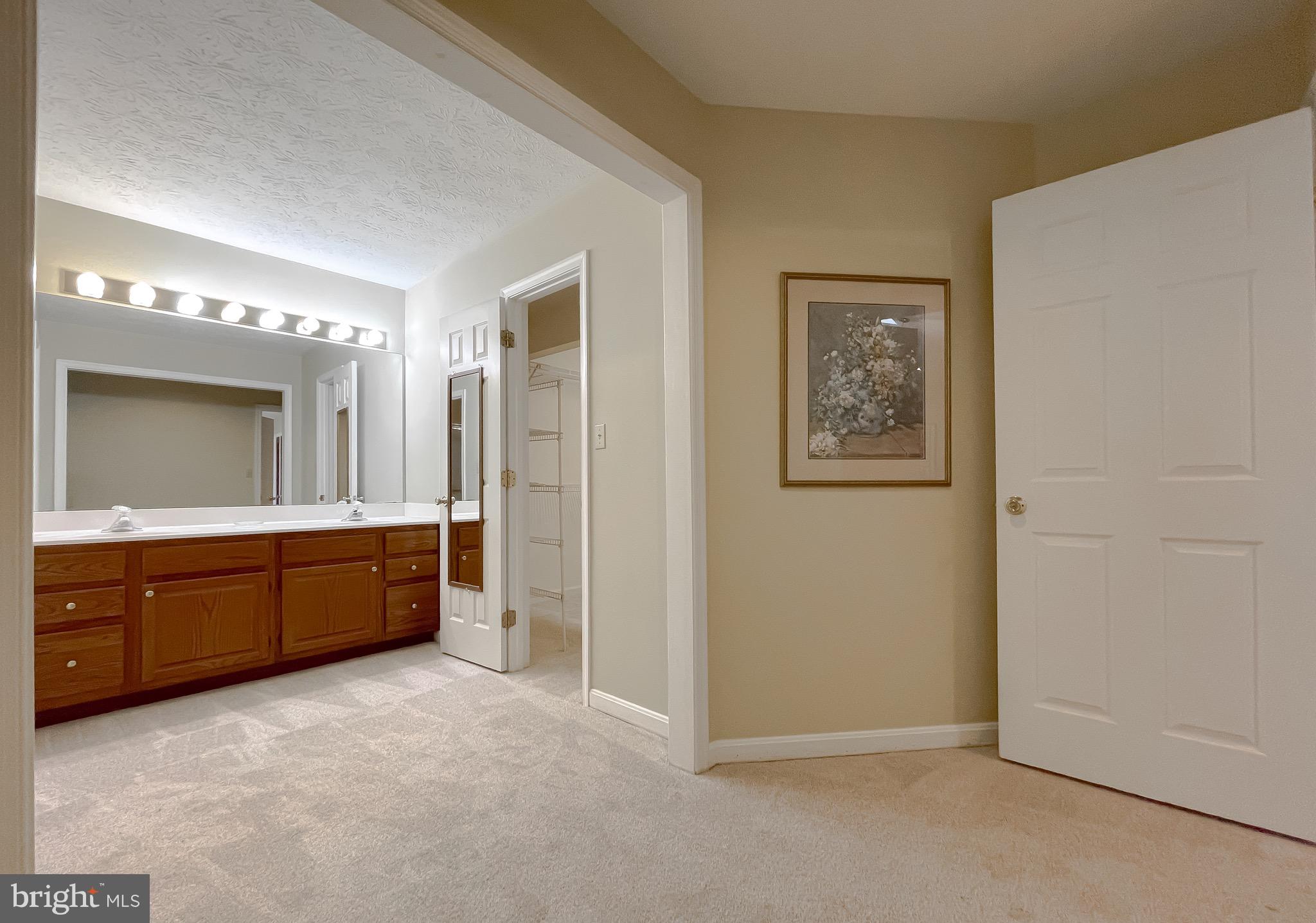 288 Elkins Lane Lusby, MD 20657 - Photo 43 of 73 a large bathroom with a mirror a sink and glass door