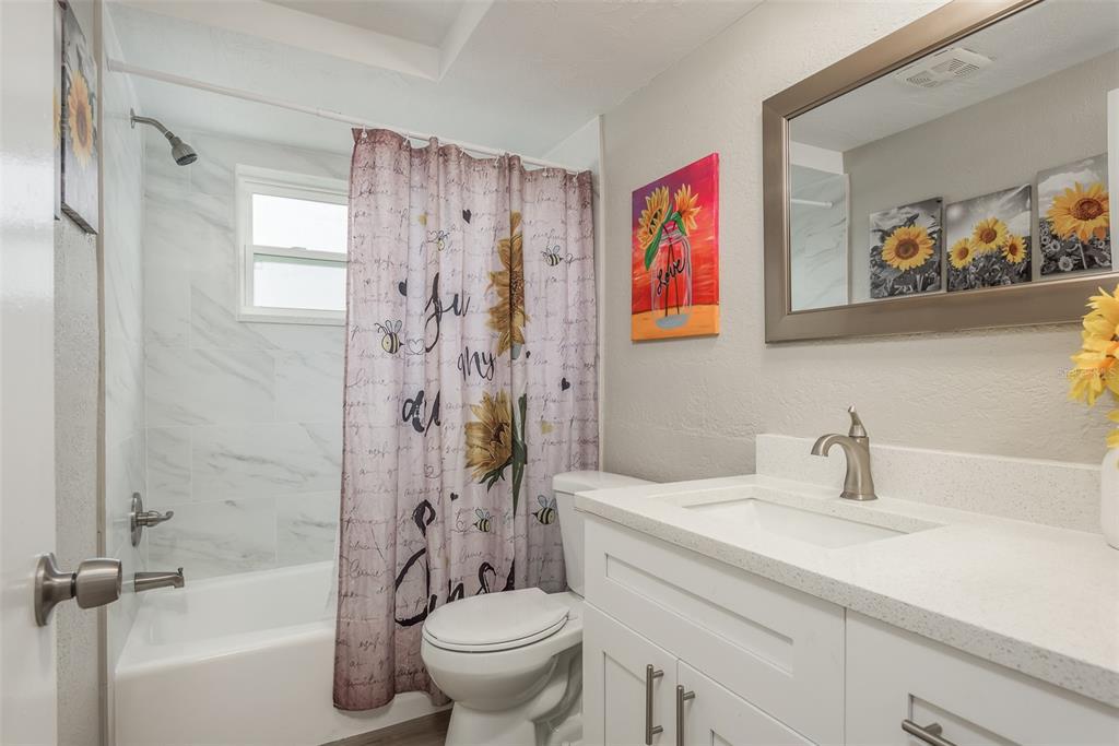 8906 Catalina Drive Port Richey, FL 34668 - Photo 19 of 34 a bathroom with a sink a toilet and a bathtub