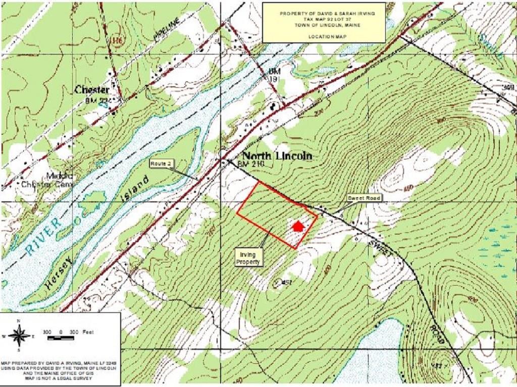 87 Sweet Road Lincoln, ME 04457 - Photo 32 of 35 A topo map of the acreage...