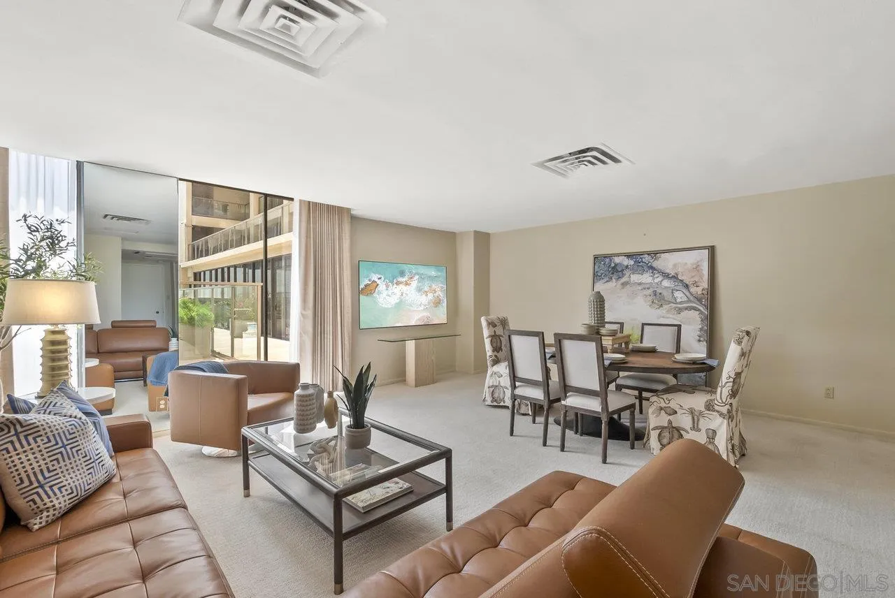 939 Coast Boulevard, Unit 4H La Jolla, CA 92037 - Photo 5 of 39 a living room with furniture and a large window