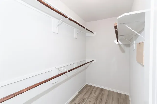 a view of small space with racks on the wall