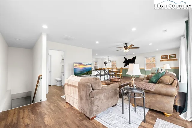 a living room with furniture and a couch