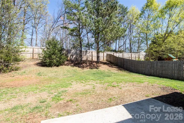 a view of a backyard with tree