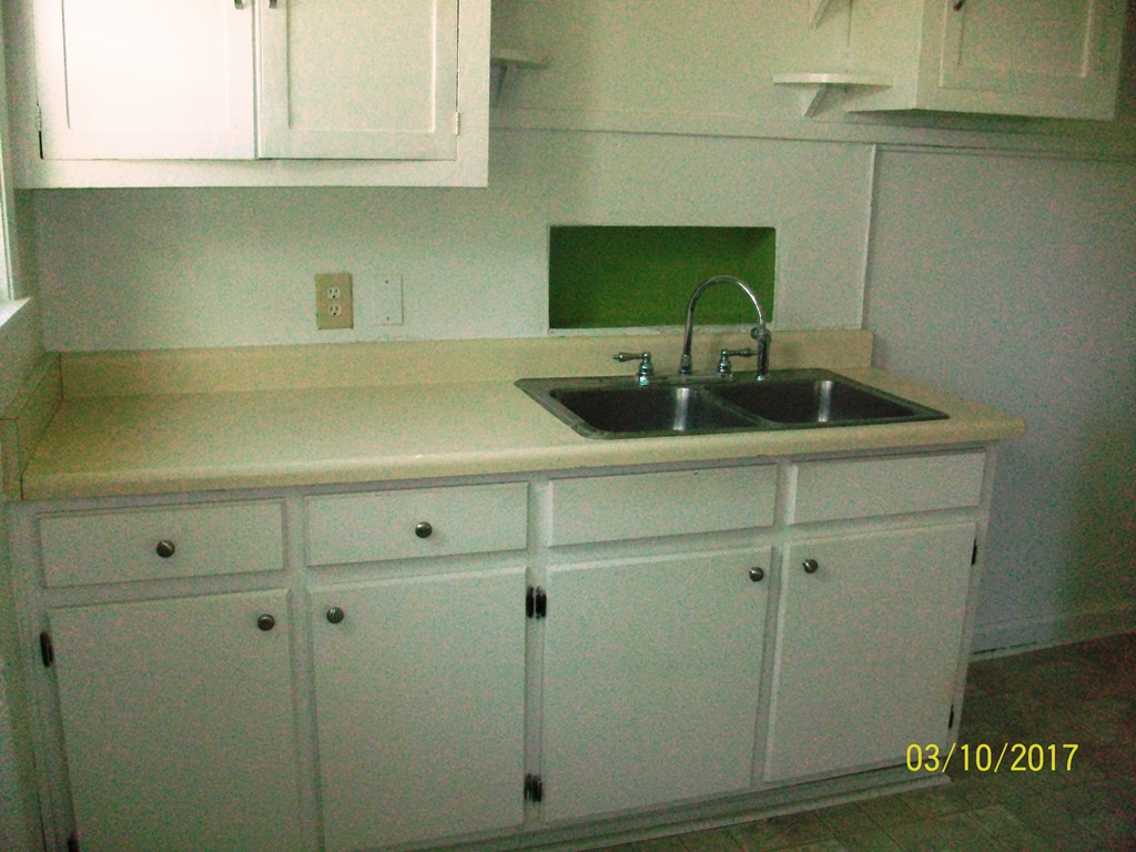 2040 Corinth Drive Seneca, SC 29672 - Photo 7 of 10 This kitchen features a double basin sink, ample counter space, and storage cabinets.