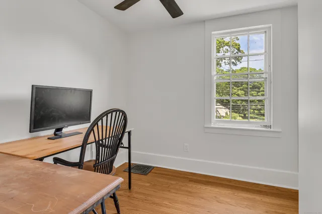 an empty room with windows