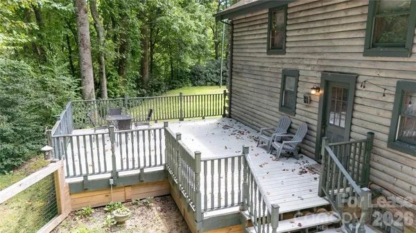 a view of a balcony with a swing