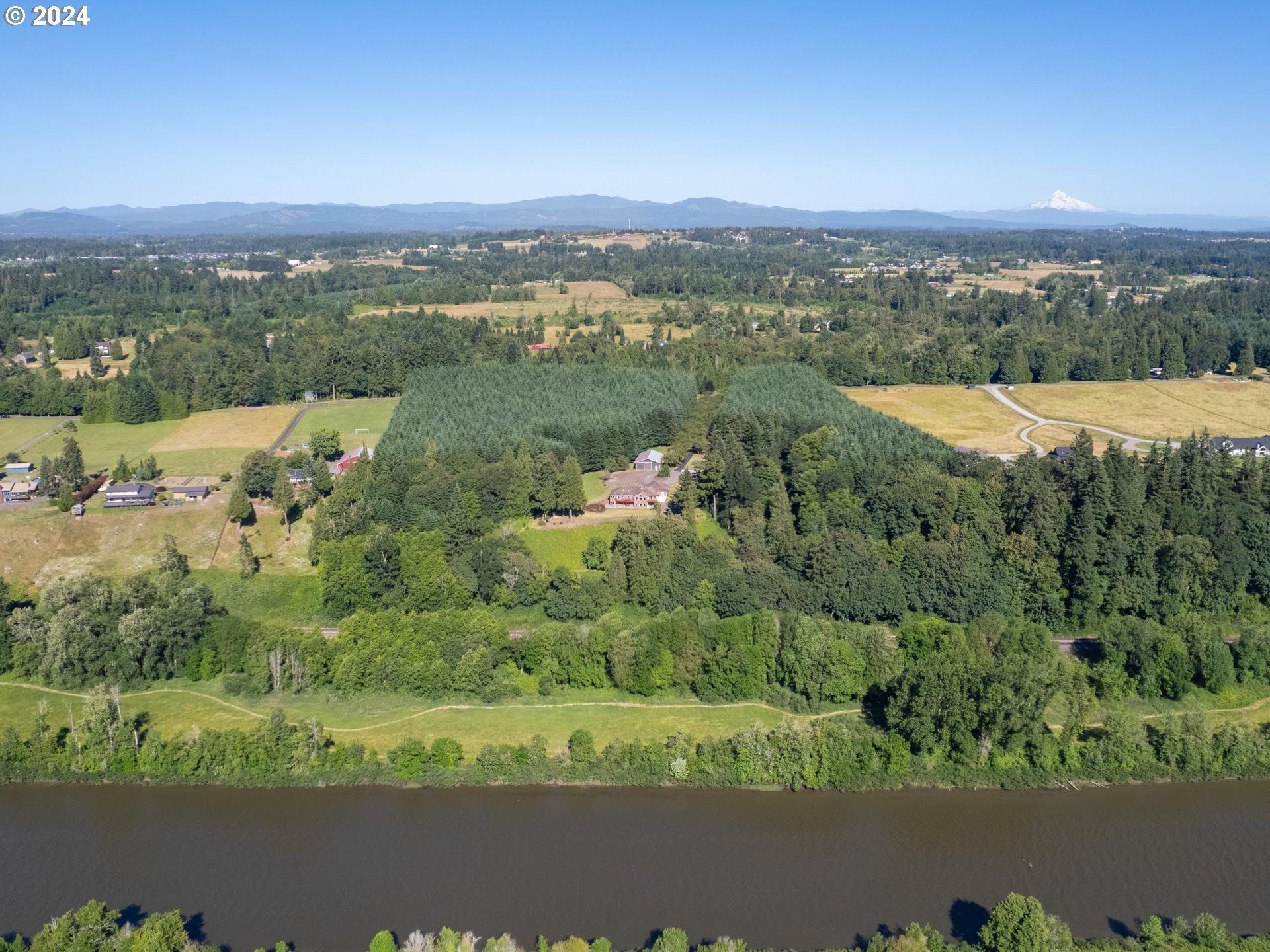 21920 Northwest 67th Avenue Ridgefield, WA 98642 - Photo 6 of 48 an aerial view of green landscape with trees houses and mountain view