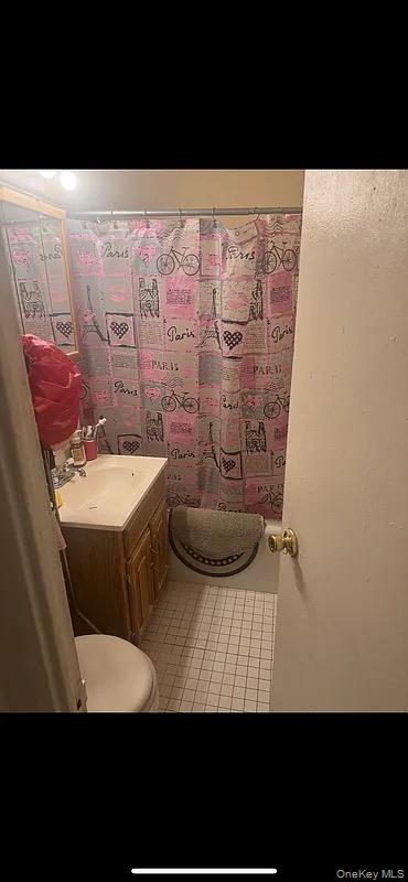 1020 Grand Concourse, Unit 5X Bronx, NY 10451 - Photo 8 of 10 Full bath featuring vanity, a shower with shower curtain, and light tile patterned floors