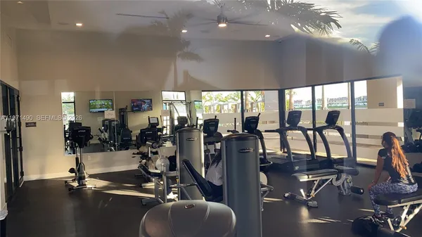 a view of a room with gym equipment