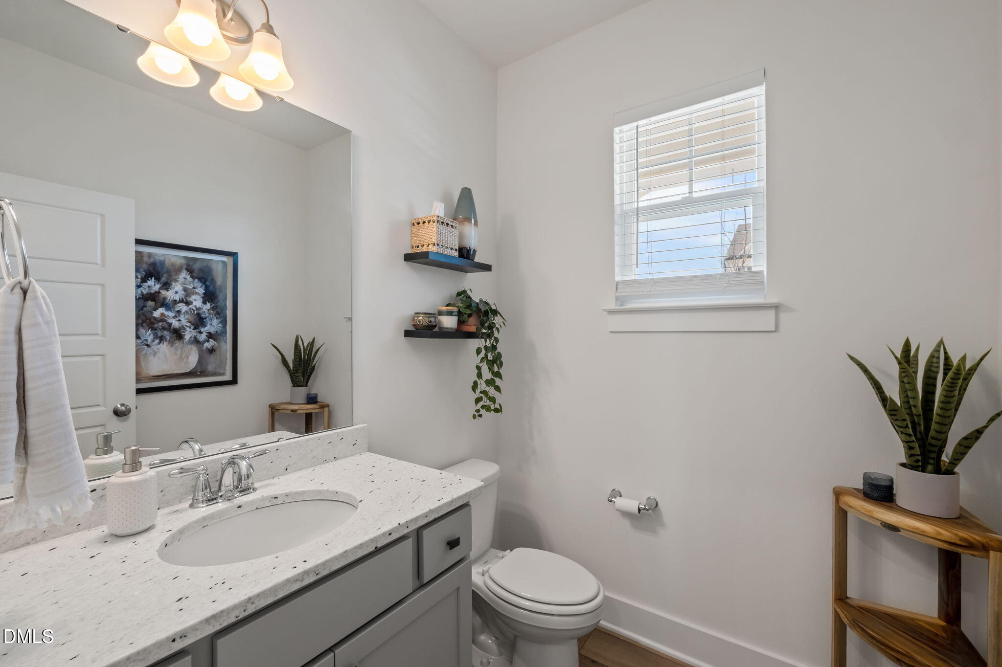 1000 Heartstone Way Durham, NC 27713 - Photo 30 of 43 a bathroom with a granite countertop toilet sink and mirror