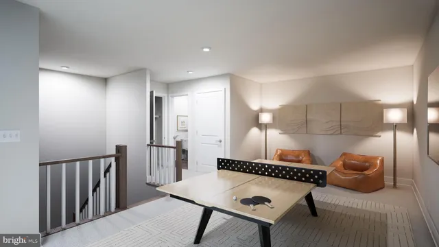 a bed room with a bed and mirror