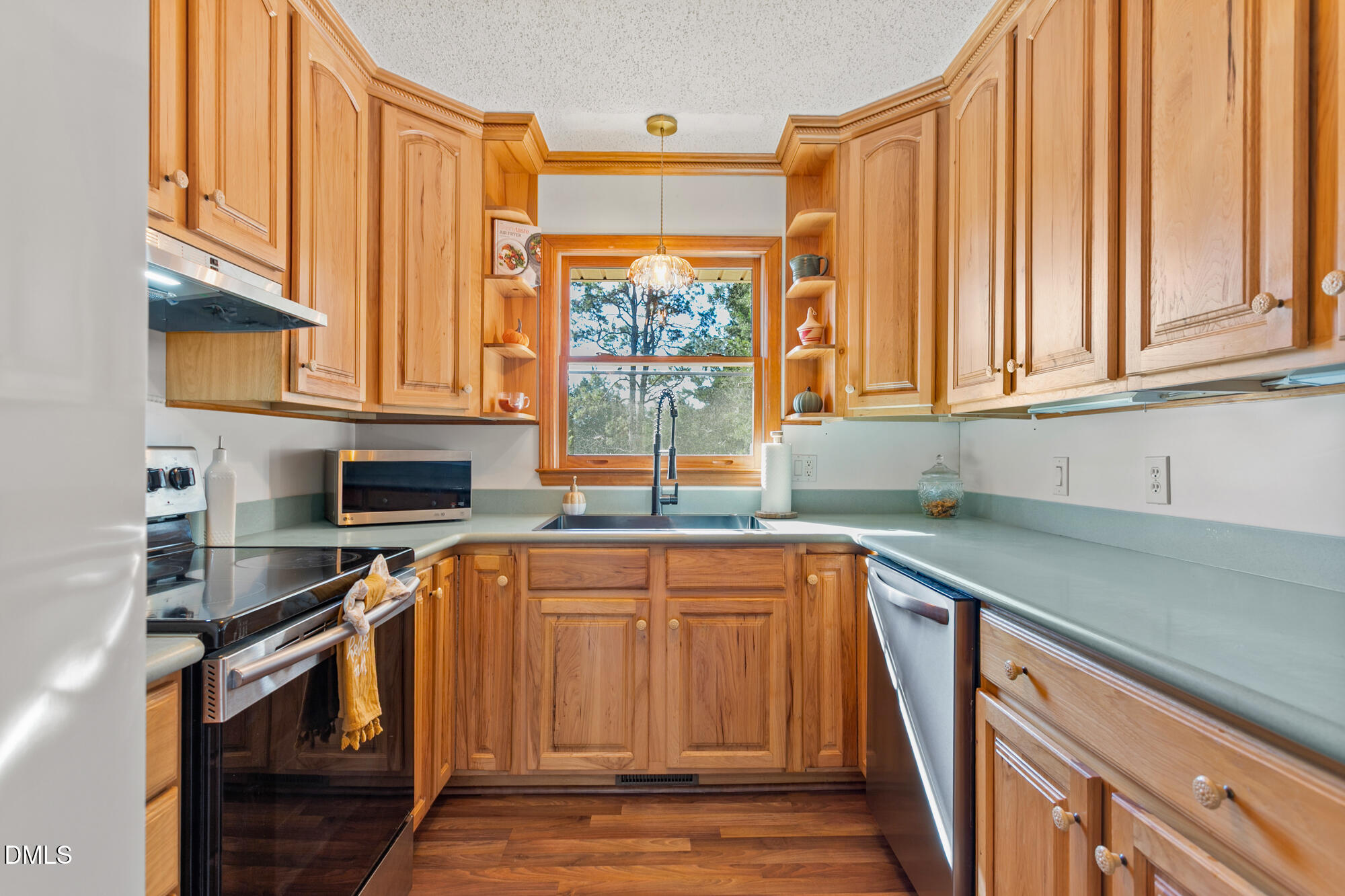 1263 Geneva Albright Road Graham, NC 27253 - Photo 19 of 61 a kitchen with stainless steel appliances granite countertop a stove a sink and a microwave