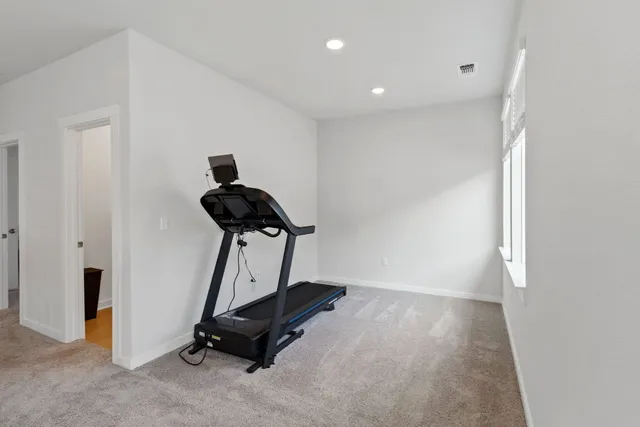a room with gym equipment