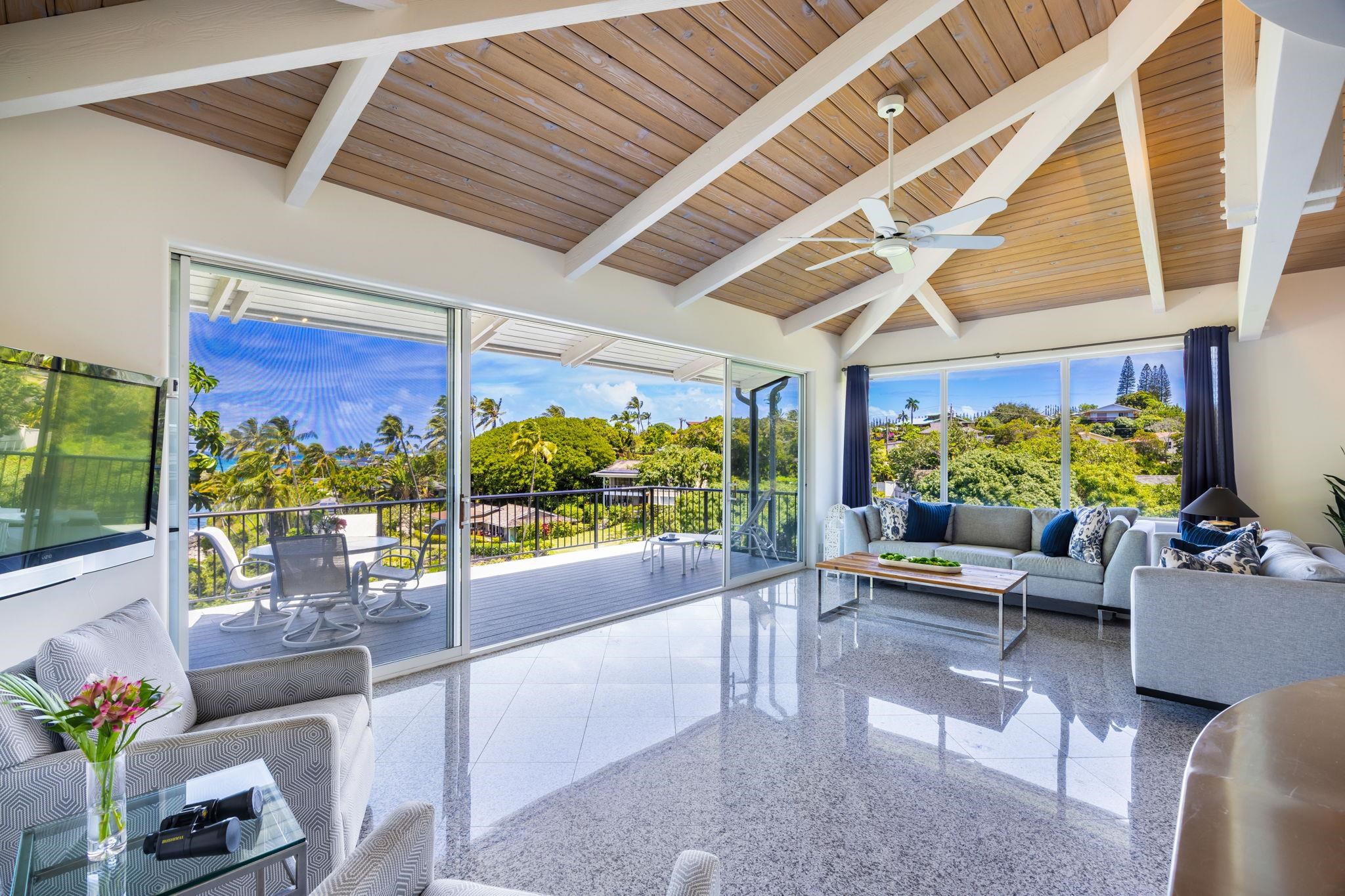 5045 Lower Honoapiilani Road, Unit 9 Lahaina, HI 96761 - Photo 13 of 50 a living room with patio furniture and a potted plant