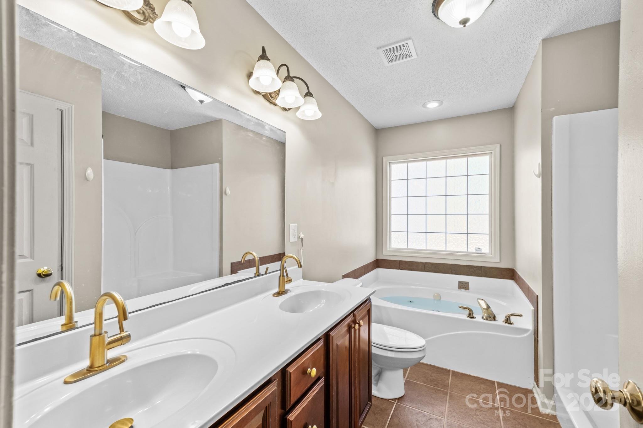 2244 Burris Road Conover, NC 28613 - Photo 13 of 38 a bathroom with a bathtub double vanity sink and a mirror