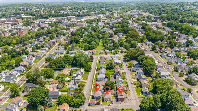 an aerial view of multiple house