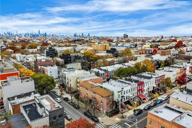 an aerial view of a city