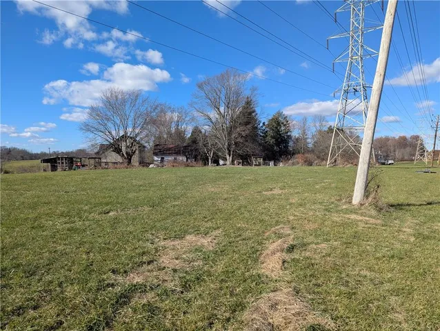 a view of a field with an trees