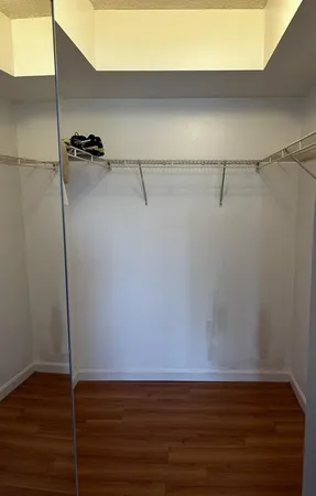 a view of a room with racks on the wall