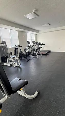 a room with gym equipment