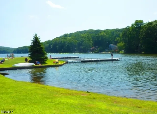 a view of a swimming pool with a yard