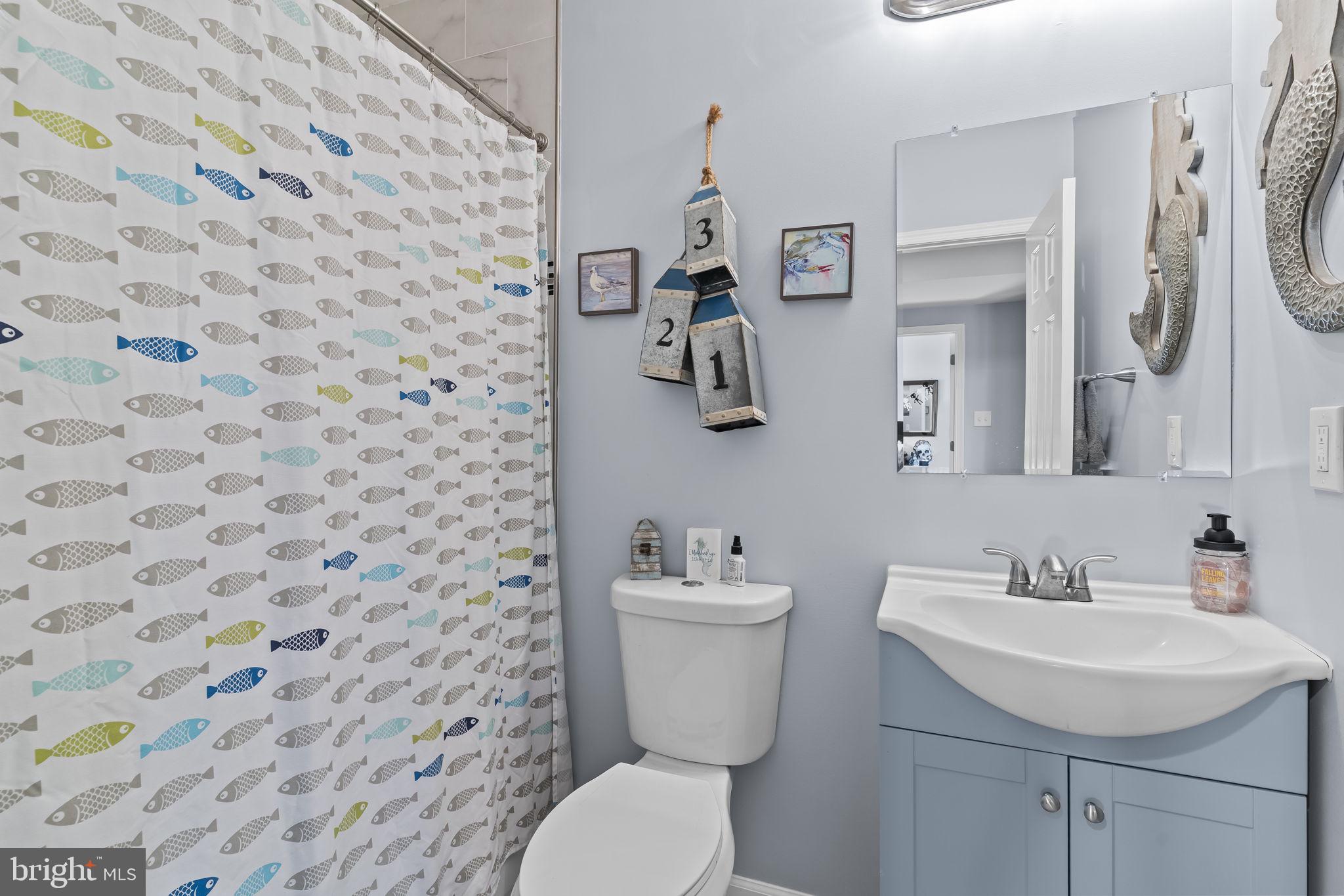 490 Clay Hammond Road Prince Frederick, MD 20678 - Photo 28 of 48 a bathroom with a sink a toilet and a mirror