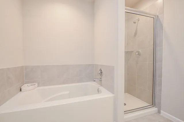 a bathroom with a bathtub