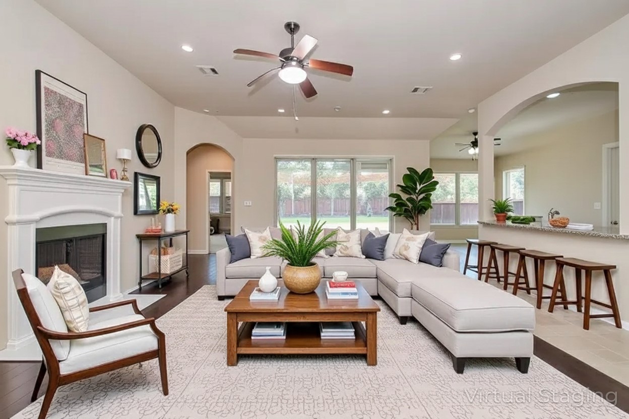 4327 Estes Ridge Lane Katy, TX 77493 - Photo 8 of 37 a living room with furniture fireplace and a large window