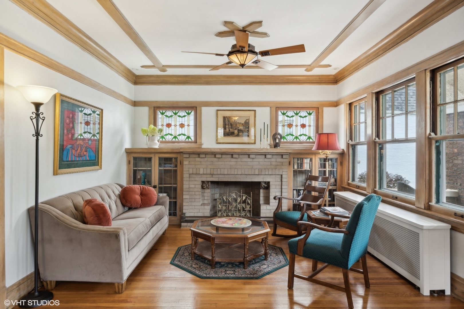 208 Woodside Road Riverside, IL 60546 - Photo 9 of 37 a living room with furniture and a fireplace