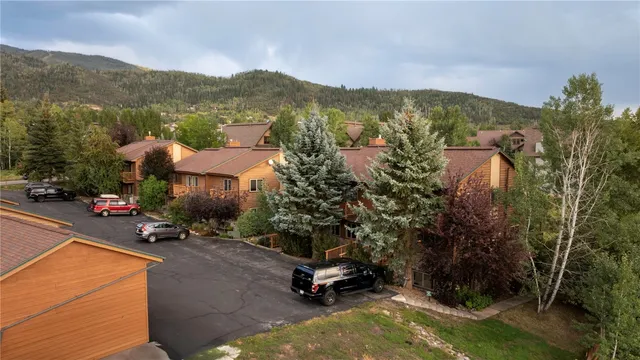 a view of a city with mountain
