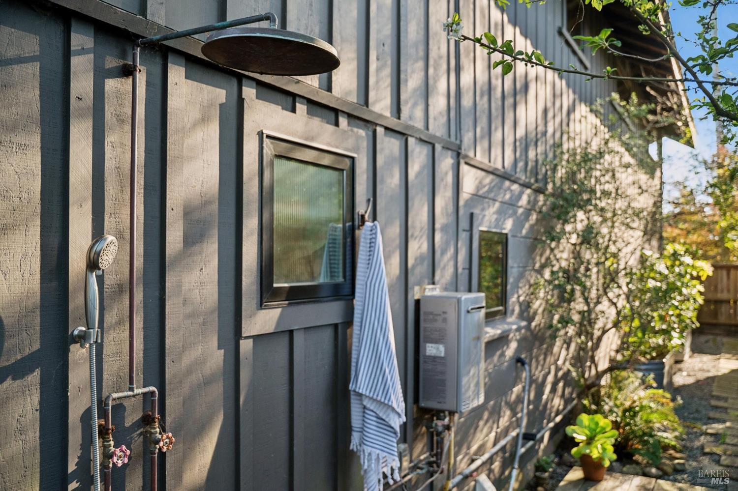180 Maple Road Bolinas, CA 94924 - Photo 54 of 99 Outdoor shower on the side of the main home