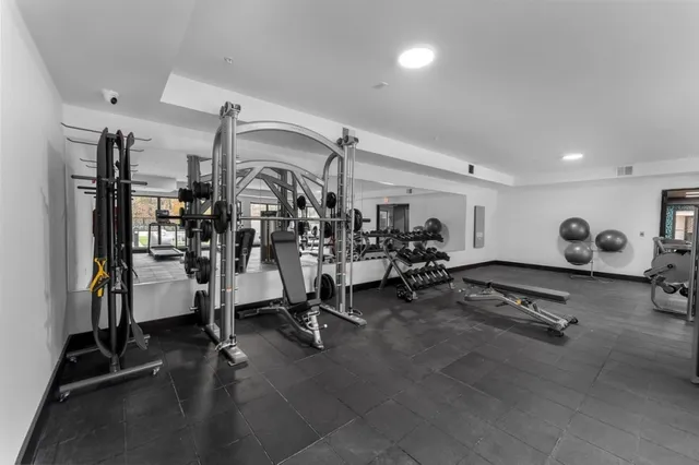 a view of a room with gym equipment