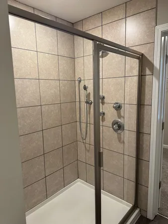 a bathroom with a shower