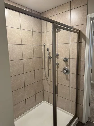 a bathroom with a shower