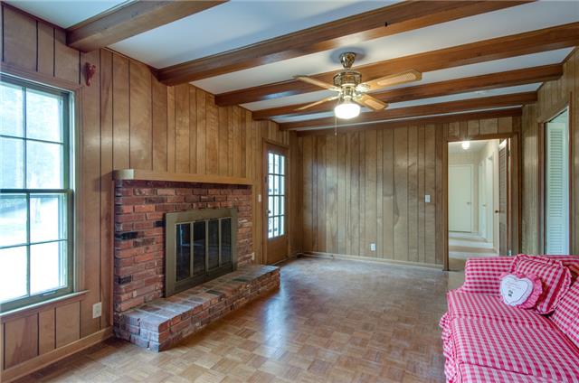 5326 Overton Road Nashville, TN 37220 - Photo 9 of 20 Den has Parquet Floors and Exposed Beams!