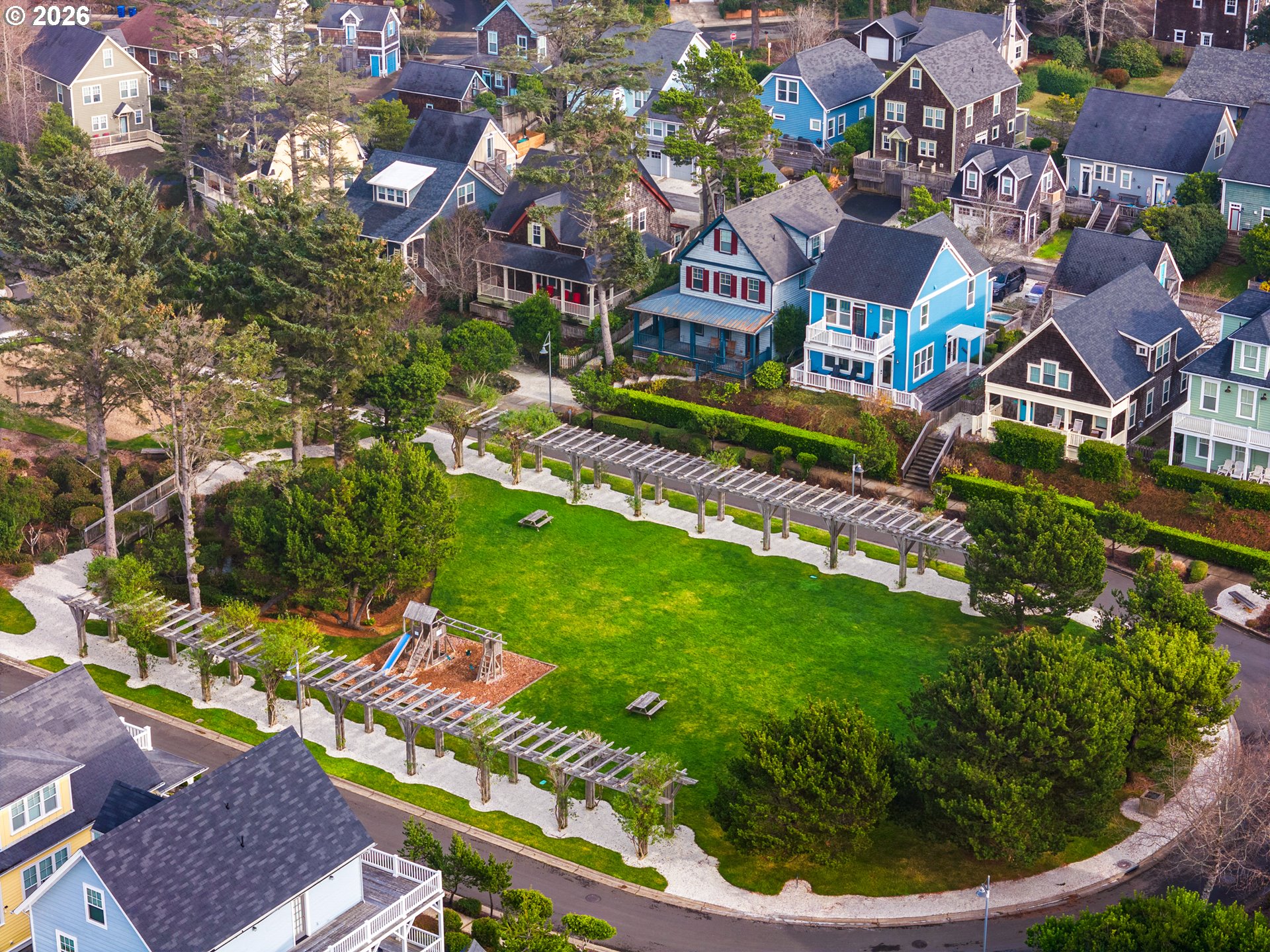 2746 Southwest Barnacle Avenue Lincoln City, OR 97367 - Photo 44 of 48 a aerial view of a house with a garden and plants