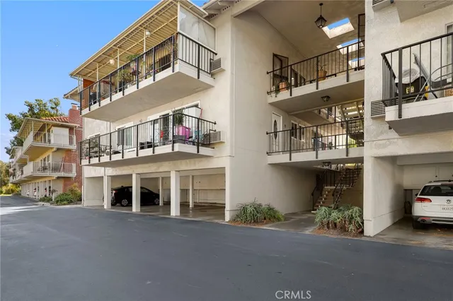 a view of a building with a street