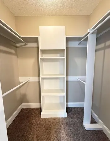 a view of an empty walk in closet