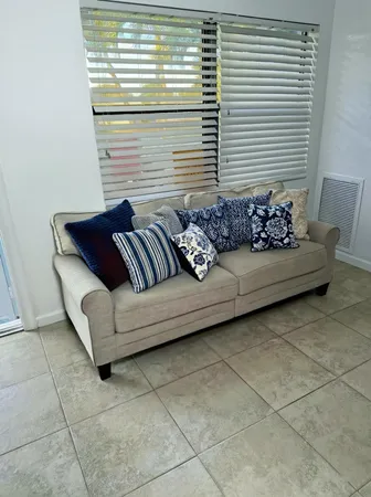 a view of a couch in a room