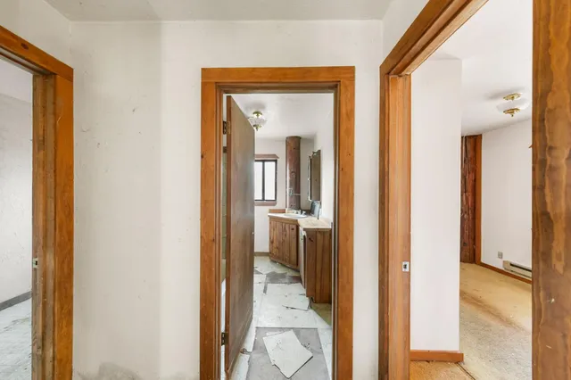 an empty room with windows