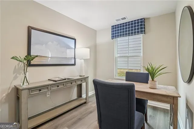 a living room with furniture and a couch