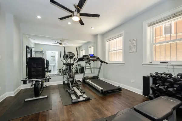 a view of a room with gym equipment
