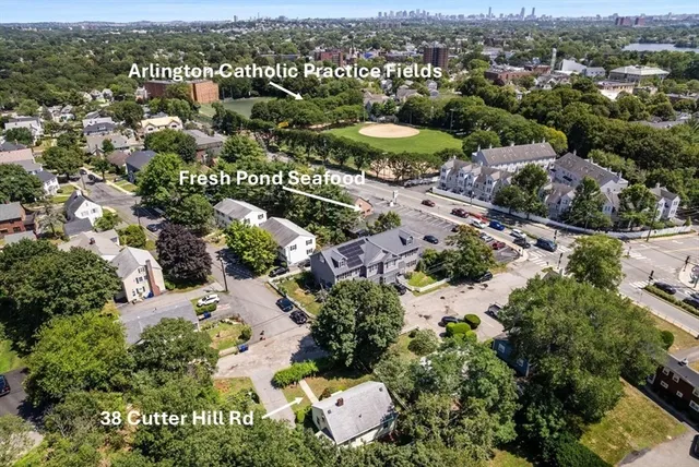 an aerial view of a city with lots of residential buildings