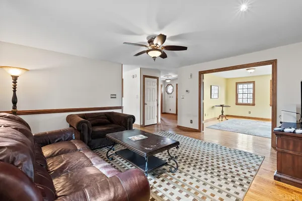 a living room with furniture