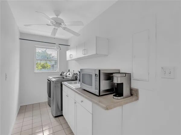 a kitchen with a stove and a microwave