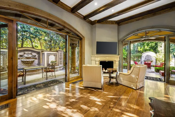 a view of a city with sunset view